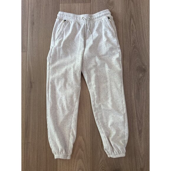 Athleta Girl M/8-10 White Speckled Jogger Sweatpants With Elastic Waist & Drawst - Picture 1 of 4